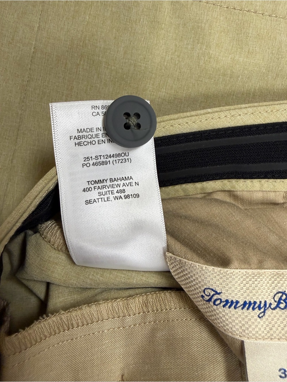 Men's Tommy Bahama Chino Pants in Light Beige - Picture 3 of 3